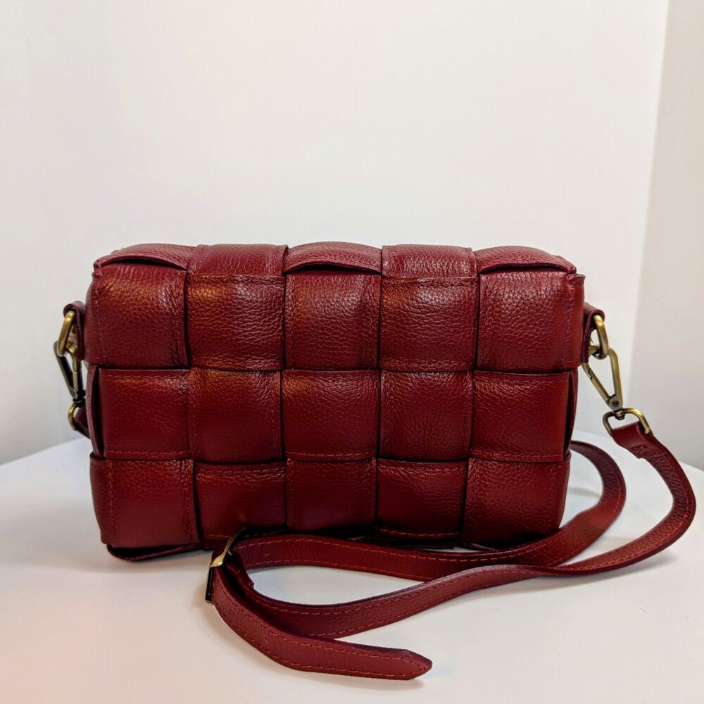 Violeta Castellani Milano Red Woven Leather Shoulder Bag - Picture 2 of 14